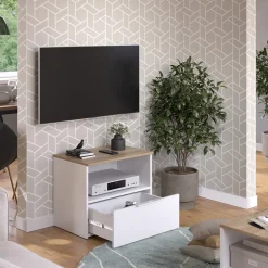 Lowboard Wido Weiß/Sonoma 60 x 50 cm mit Schublade Vicco