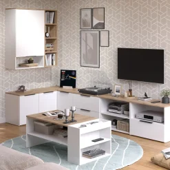 Lowboard Wido Weiß/Sonoma 60 x 50 cm mit Schublade Vicco