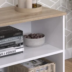 Lowboard Wido Weiß/Sonoma 60 x 50 cm mit 2 Fächern Vicco