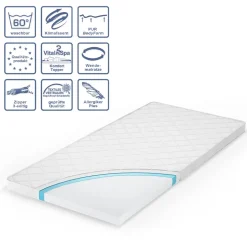 Matratzenschoner Weiß 200 x 90 cm Pur 340 Topper Vitalispa
