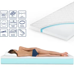 Matratzenschoner Weiß 200 x 90 cm Pur 340 Topper Vitalispa