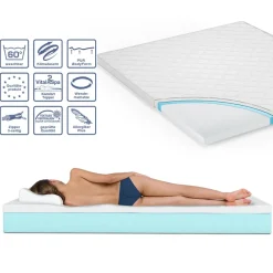 Matratzenschoner Weiß 160 x 200 cm Waschbar, Atmungsaktiv Vitalispa