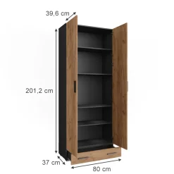 Mehrzweckschrank Frank Anthrazit/Goldkraft Eiche 80 x 201.2 cm mit Schubladenmodul Vicco