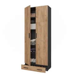 Mehrzweckschrank Frank Anthrazit/Goldkraft Eiche 80 x 201.2 cm mit Schubladenmodul Vicco