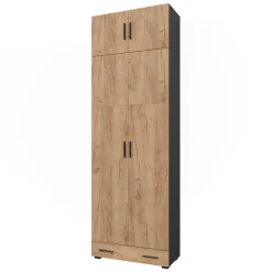 Mehrzweckschrank Ingo Anthrazit/Goldkraft Eiche 80 x 241.2 cm mit Schrankaufsatz und Schubladenmodul Vicco