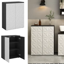 Midischrank Edge Schwarz 60 x 79.5 cm mit 2 Türen und 3 Fächer Vicco