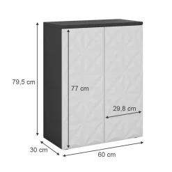 Midischrank Edge Schwarz 60 x 79.5 cm mit 2 Türen und 3 Fächer Vicco