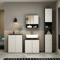 Midischrank Edge Schwarz 60 x 79.5 cm mit 2 Türen und 3 Fächer Vicco