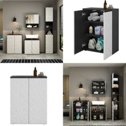 Midischrank Edge Schwarz 60 x 79.5 cm mit 2 Türen und 3 Fächer Vicco