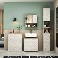 Midischrank Edge Weiß 60 x 79.5 cm mit 2 Türen und 3 Fächer Vicco