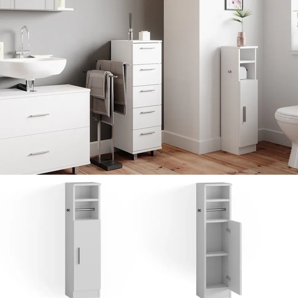 Midischrank Enga Weiß 23 x 90 cm Vicco