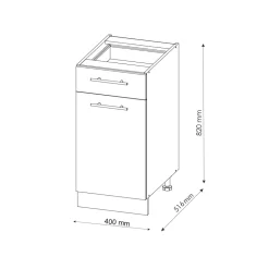 Midischrank Fame-Line Anthrazit Hochglanz 40 x 82 cm ohne Arbeitsplatte Vicco