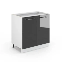 Midischrank Fame-Line Anthrazit Hochglanz 80 x 82 cm mit Regal, ohne Arbeitsplatte Vicco