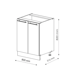 Midischrank Fame-Line Anthrazit Hochglanz 80 x 82 cm mit Regal, ohne Arbeitsplatte Vicco