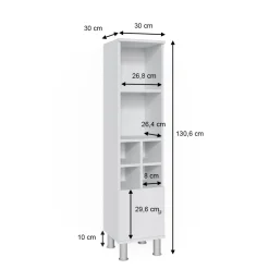 Midischrank Fynn Weiß 30 x 130.6 cm kleine Tür Vicco