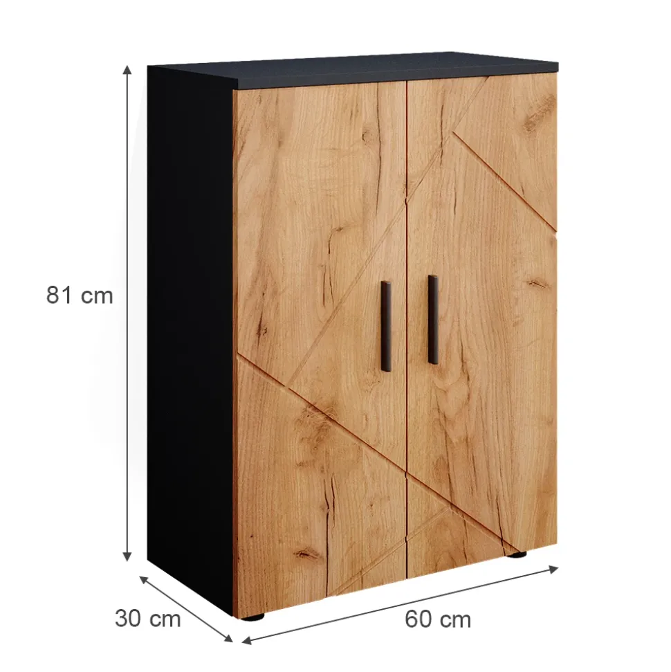 Midischrank Irma Anthrazit/Goldkraft Eiche 60 x 81 cm Vicco