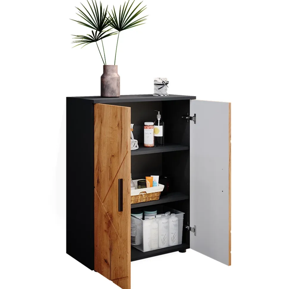 Midischrank Irma Anthrazit/Goldkraft Eiche 60 x 81 cm Vicco