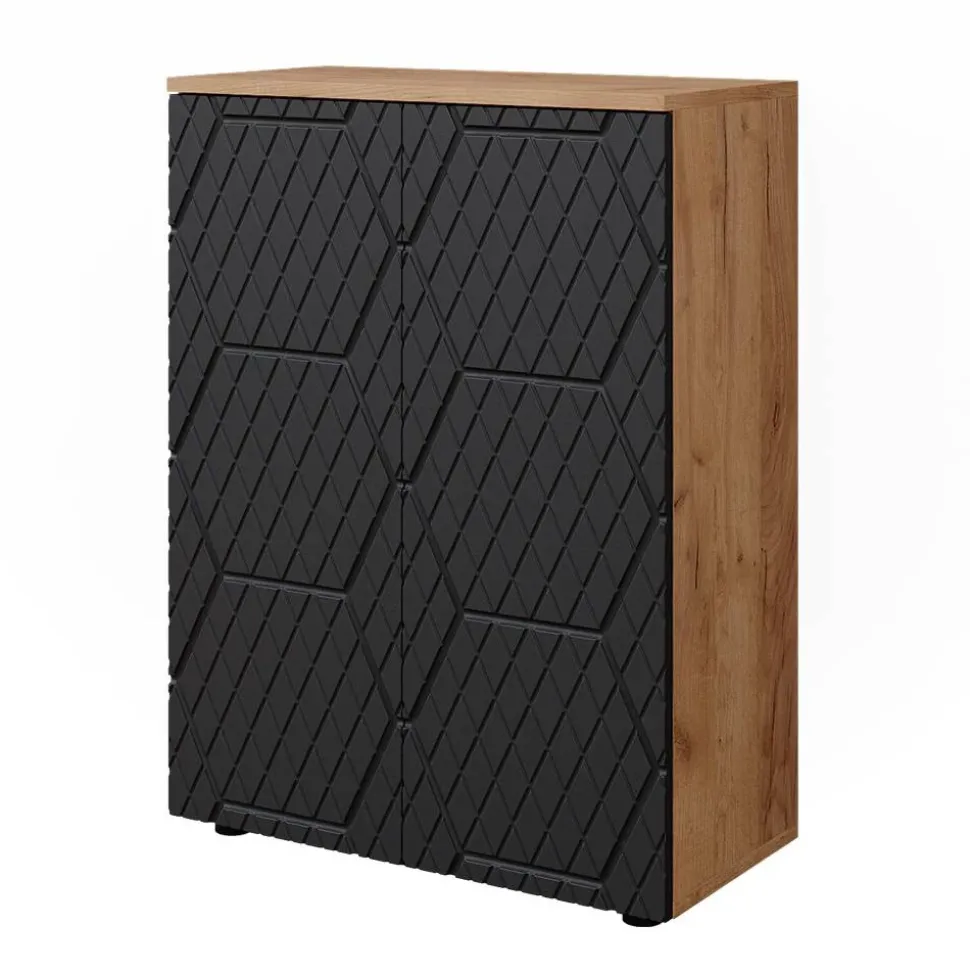 Midischrank Irma Anthrazit mit Wabenstruktur 60 x 81 cm Vicco