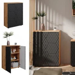 Midischrank Irma Anthrazit mit Wabenstruktur 60 x 81 cm Vicco