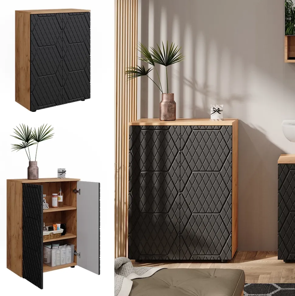 Midischrank Irma Anthrazit mit Wabenstruktur 60 x 81 cm Vicco