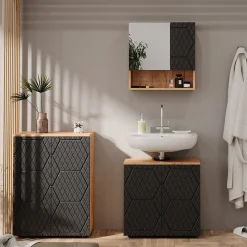 Midischrank Irma Anthrazit mit Wabenstruktur 60 x 81 cm Vicco