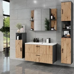 Midischrank Irma Anthrazit/Artisan 30 x 93 cm mit 1 Tür Vicco