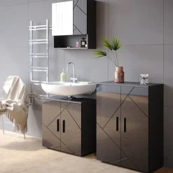 Midischrank Irma Anthrazit Hochglanz 60 x 81 cm Vicco