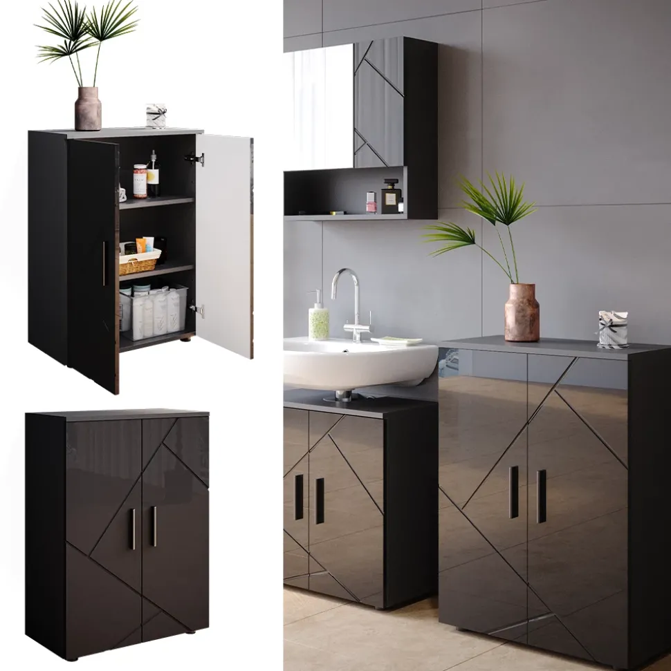 Midischrank Irma Anthrazit Hochglanz 60 x 81 cm Vicco