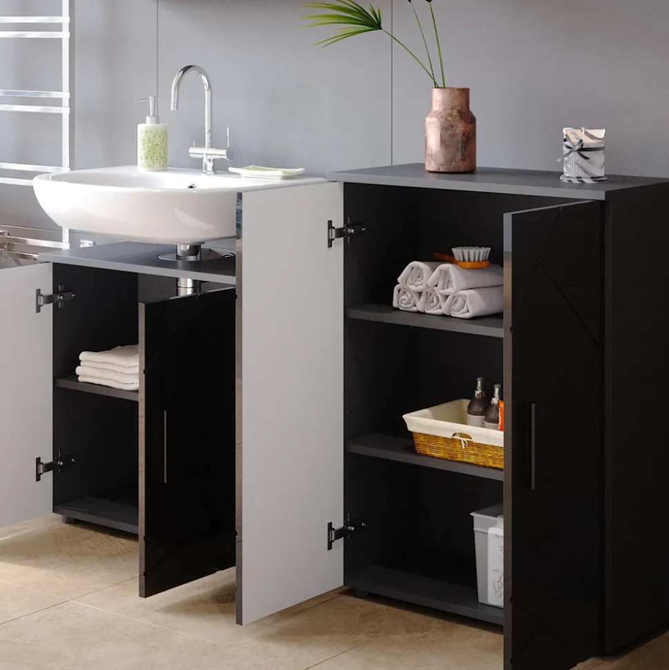 Midischrank Irma Anthrazit Hochglanz 60 x 81 cm Vicco