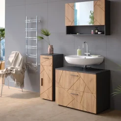 Midischrank Irma Goldkraft Eiche/Anthrazit 30 x 81 cm Vicco