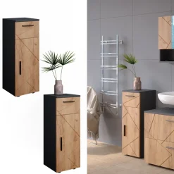 Midischrank Irma Goldkraft Eiche/Anthrazit 30 x 81 cm Vicco