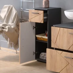 Midischrank Irma Goldkraft Eiche/Anthrazit 30 x 81 cm Vicco