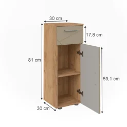 Midischrank Irma Goldkraft Eiche 30 x 81 cm Vicco