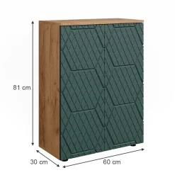 Midischrank Irma Goldkraft Eiche/Grün 60 x 81 cm Vicco