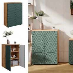 Midischrank Irma Goldkraft Eiche/Grün 60 x 81 cm Vicco