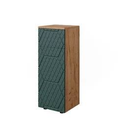 Midischrank Irma Grün/Goldkraft Eiche 30 x 81 cm mit 1 Schublade, 2 Fächer, Badezimmer Vicco