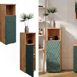 Midischrank Irma Grün/Goldkraft Eiche 30 x 95 cm Vicco