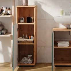 Midischrank Irma Grün/Goldkraft Eiche 30 x 95 cm Vicco