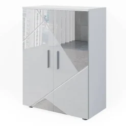 Midischrank Irma Weiß Hochglanz mit Einsätzen 60 x 81 cm Vicco