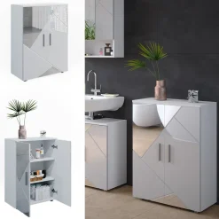 Midischrank Irma Weiß Hochglanz mit Einsätzen 60 x 81 cm Vicco