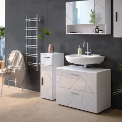 Midischrank Irma Weiß Hochglanz 30 x 81 cm Vicco