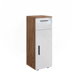 Midischrank Irma Weiß Hochglanz/Goldkraft Eiche 30 x 81 cm Vicco