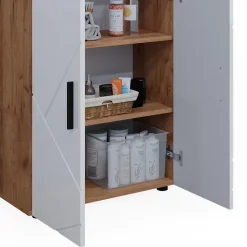 Midischrank Irma Weiß Hochglanz/Goldkraft Eiche 60 x 81 cm Vicco