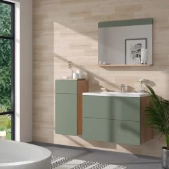 Midischrank Izan Grün/Goldkraft Eiche 36.6 x 76.6 cm mit Schublade und Tür Vicco