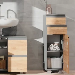 Midischrank J-Shape Goldkraft Eiche 30 x 95 cm Vicco