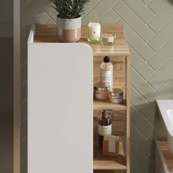 Midischrank Karen Sonoma/Weiß 50 x 128 cm mit Tür und offenen Fächern Vicco