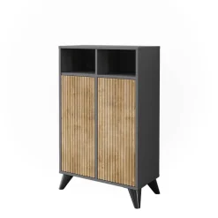 Midischrank Leano Anthrazit/Bergeiche 60 x 97 cm mit 2 Türen Vicco