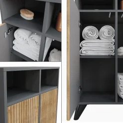 Midischrank Leano Anthrazit/Bergeiche 60 x 97 cm mit 2 Türen Vicco