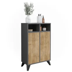 Midischrank Leano Anthrazit/Bergeiche 60 x 97 cm mit 2 Türen Vicco