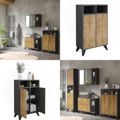 Midischrank Leano Anthrazit/Bergeiche 60 x 97 cm mit 2 Türen Vicco